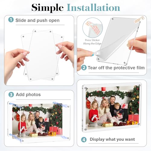 SAMYUCHO 4 Pack Acrylic Magnetic Picture Frame for Refrigerator 4 x 6, Bulk Fridge Magnet Picture Frame, Clear Magnet Photo Frame Holder with Double Sided for Present Home Office School Locker - Image 5