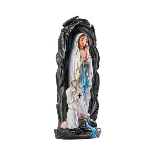 Newven Grotto of Mother Mary and Girl Statues First Holy Communion Birth Day Gifts for Girls Our Lady of Lourdes Christian Home Decor God Idol Showpiece, Multicolour, 12 X 8 X 29 CM - Image 5