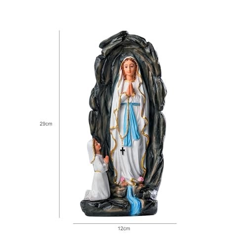 Newven Grotto of Mother Mary and Girl Statues First Holy Communion Birth Day Gifts for Girls Our Lady of Lourdes Christian Home Decor God Idol Showpiece, Multicolour, 12 X 8 X 29 CM - Image 3