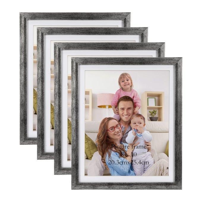 8X10 PICTURE FRAME DISTRESSED SILVER SET OF 4 9X11 FRAME FOR 8X10 PHOTO WITH MAT ANTIQUE SILVER FRAMES FOR WALL OR TABLETOP