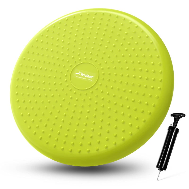 Trideer Trideer Inflated Wobble Cushion - Wiggle Seat for Sensory Kids(Multiple Colors), Balance Disc (Extra Thick), Flexible Seating for All Age (34CM Yellow Green)  - Image 1