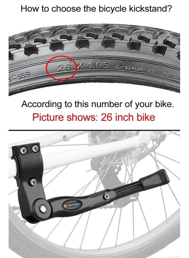 TOPCABIN ToPiecesabin Bike Kickstand Adjustable Aluminium Alloy Bicycle Kickstand Bike Side Kickstand Fit For 22  24  26  28  Mountain Bike 700 Road Bike Bmx Mtb  Black For 22-24-26-27-28 Inch Bike - Image 3