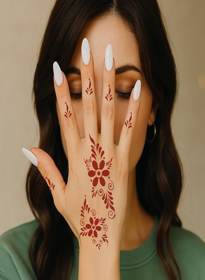 Komstec Arabic Mehndi Stencil Set for Hands and Wedding Function Sticker Henna Mehndi Stencil Sticker for Girl and Women - Image 3