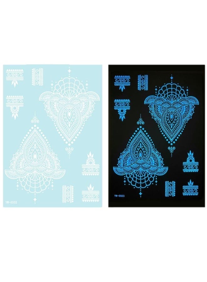 MANBO Glow-in-the-Dark Temporary Tattoo Stickers, Hollow Pattern Design, Perfect for Parties & Events - Image 3