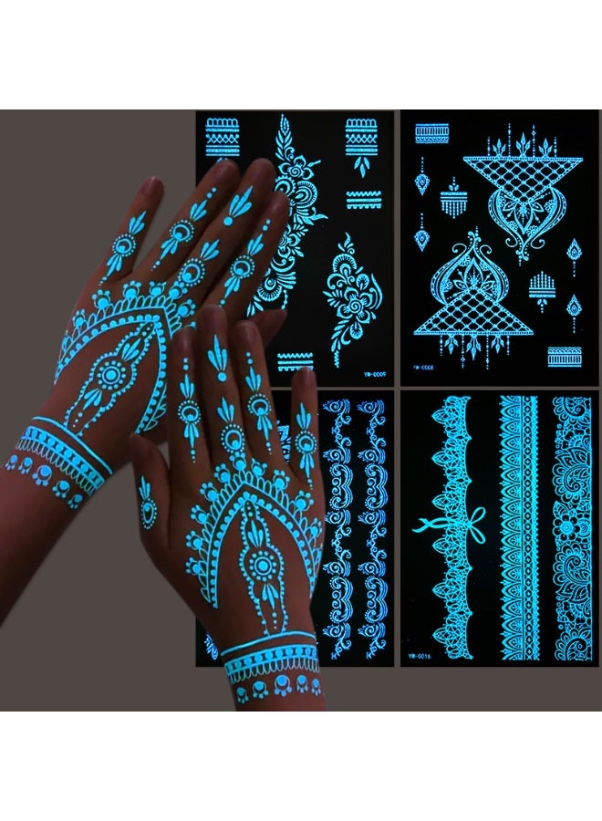 MANBO Glow-in-the-Dark Temporary Tattoo Stickers, Hollow Pattern Design, Perfect for Parties & Events - Image 2