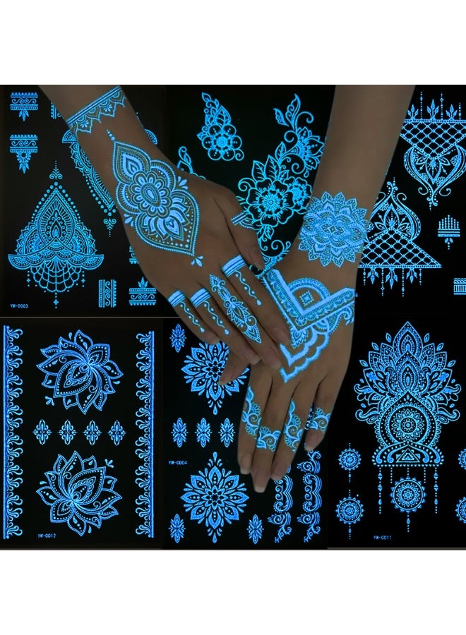 MANBO Glow-in-the-Dark Temporary Tattoo Stickers, Hollow Pattern Design, Perfect for Parties & Events - Image 1