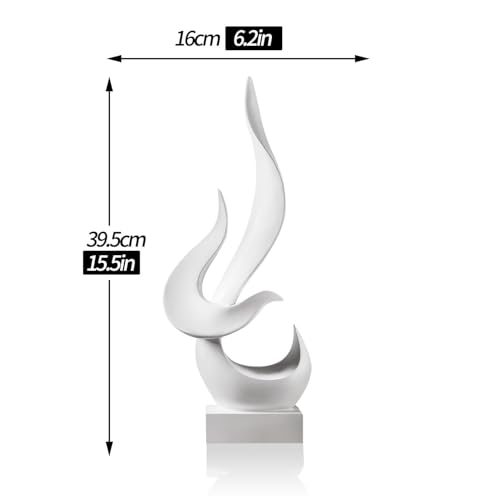 Magicsculp White Decor Modern Flame Statue with Gift Box, Home Decor Abstract Art Flame Statue for Living Room Dining Table Centerpiece Office Desk Coffee Table TV Stand Decoration - Image 3