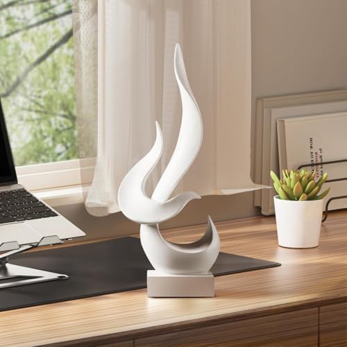 Magicsculp White Decor Modern Flame Statue with Gift Box, Home Decor Abstract Art Flame Statue for Living Room Dining Table Centerpiece Office Desk Coffee Table TV Stand Decoration - Image 2