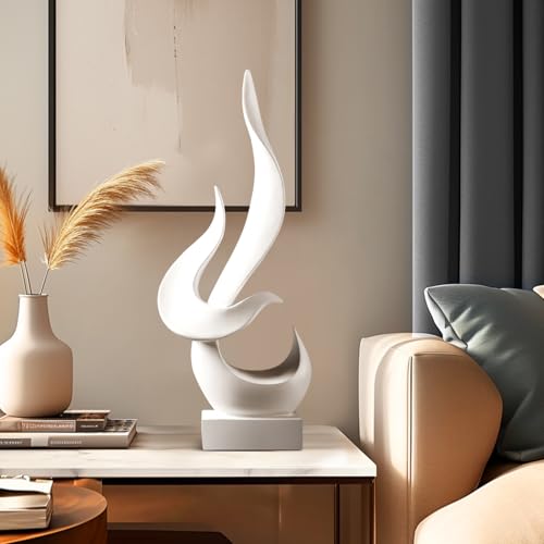 Magicsculp White Decor Modern Flame Statue with Gift Box, Home Decor Abstract Art Flame Statue for Living Room Dining Table Centerpiece Office Desk Coffee Table TV Stand Decoration - Image 1