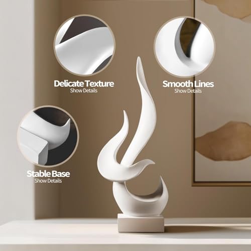Magicsculp White Decor Modern Flame Statue with Gift Box, Home Decor Abstract Art Flame Statue for Living Room Dining Table Centerpiece Office Desk Coffee Table TV Stand Decoration - Image 4