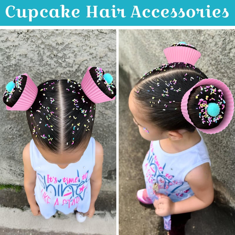XANGNIER Hair Accessories Kits for Girls,Women,Kids,12 Pcs Cupcake Liners Hair Accessories Decorations for Crazy Day with 12 Clips and Silicone Decorative Granules - Image 3