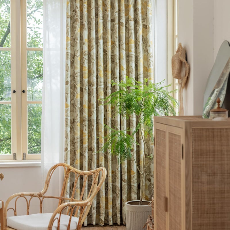 SUOUO Blackout Curtains for Bedroom Patterned Vintage Brown Leaf Room Darkening Window Drapes for Living Room 96 inches Long 2 Panels - Image 3