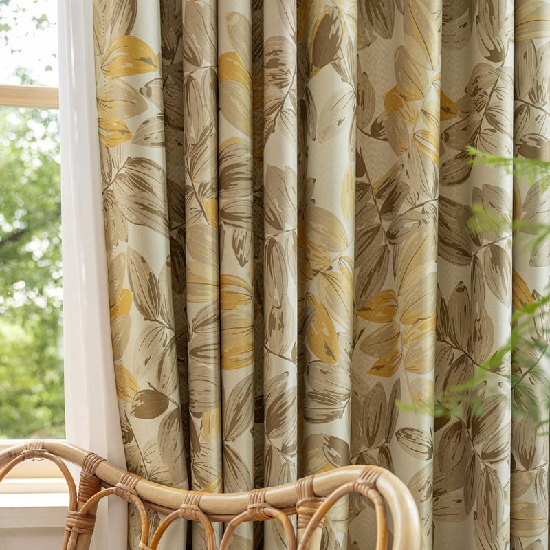 SUOUO Blackout Curtains for Bedroom Patterned Vintage Brown Leaf Room Darkening Window Drapes for Living Room 96 inches Long 2 Panels - Image 4