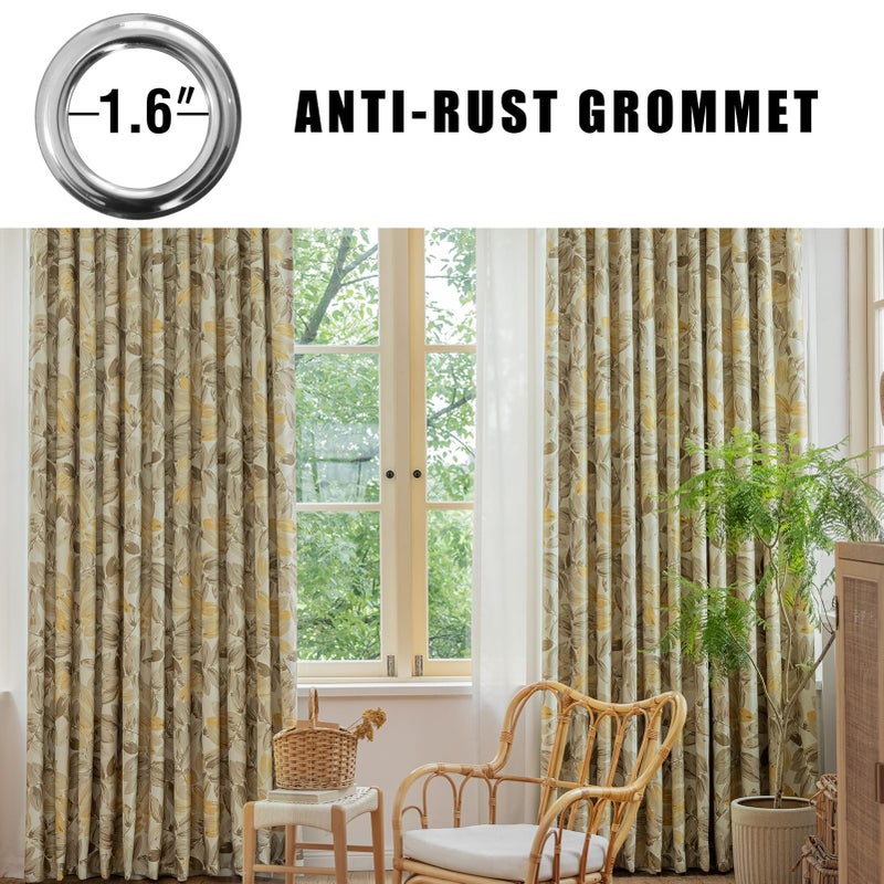 SUOUO Blackout Curtains for Bedroom Patterned Vintage Brown Leaf Room Darkening Window Drapes for Living Room 96 inches Long 2 Panels - Image 2