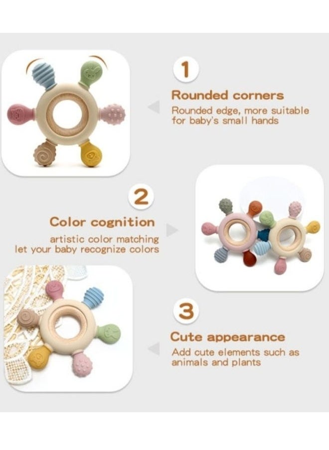 Aissiora Baby Teething Toys Silicone Teethers BPA Free Silicone Rudder Soothe Babies Gums for Toddler Infants, Baby Chew Toys for Sucking Needs Food Grade Silicone Teethers  - Image 3