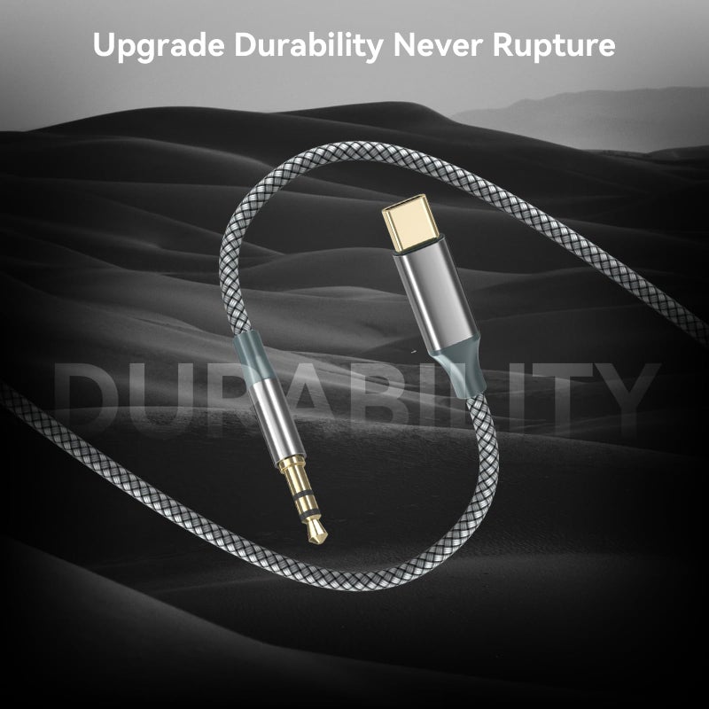 Henrety USB C to 3.5mm ylon Braided Aux Cable, Type C to Male Adapter Stereo Extension Audio Cord for iPhone 15 Pro Max 15 Plus, Galaxy S23-S20 Note 20, Pixel 4 5 XL, iPad Pro (1, Black, 6.5Ft) - Image 5
