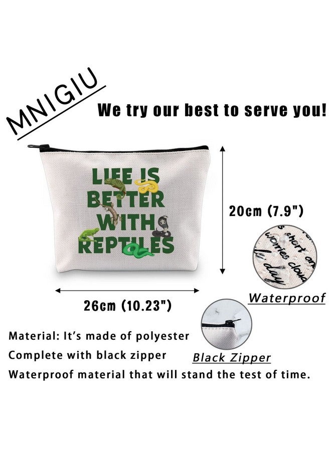 MNIGIU Reptile Lover Gift Life Is Better With Reptiles Cosmetic Bag Reptile Themed Gift Reptile Pet Carrier Bag - Image 2