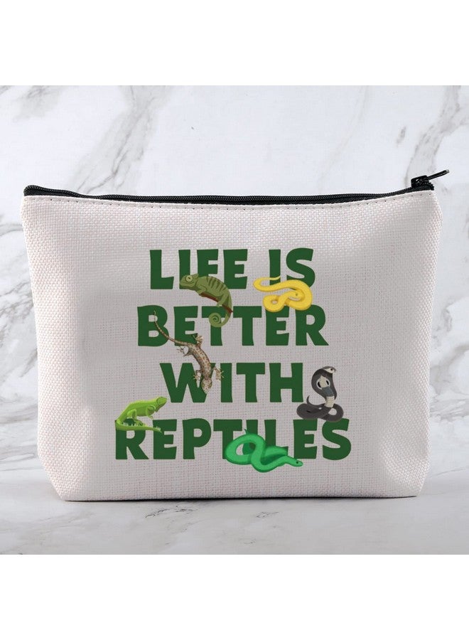 MNIGIU Reptile Lover Gift Life Is Better With Reptiles Cosmetic Bag Reptile Themed Gift Reptile Pet Carrier Bag - Image 3