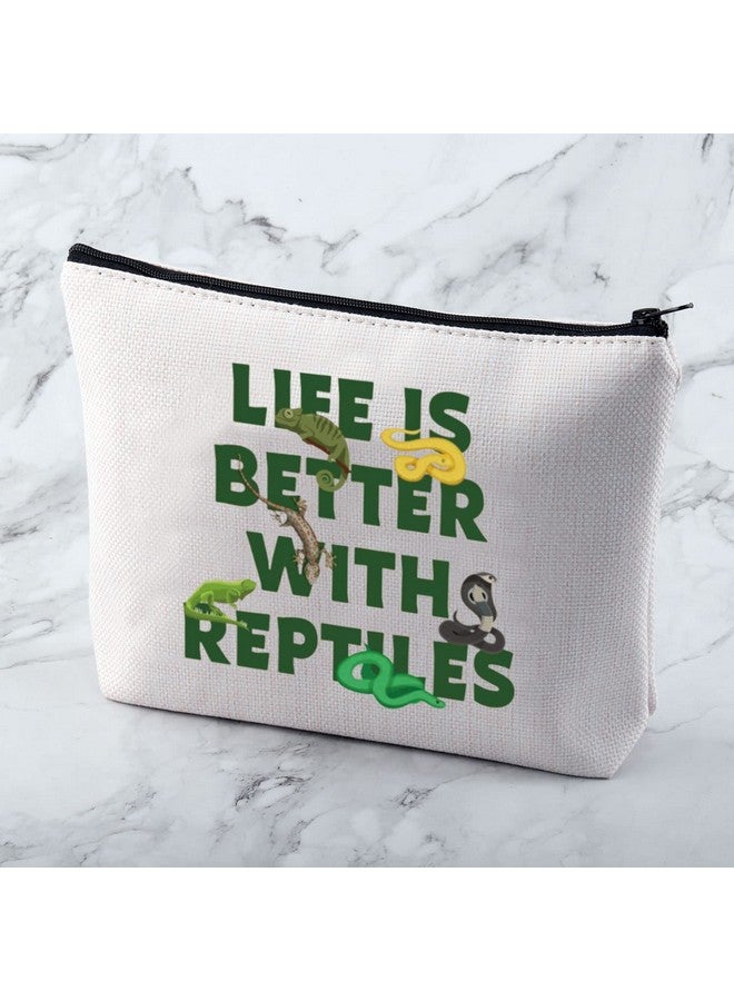 MNIGIU Reptile Lover Gift Life Is Better With Reptiles Cosmetic Bag Reptile Themed Gift Reptile Pet Carrier Bag - Image 4