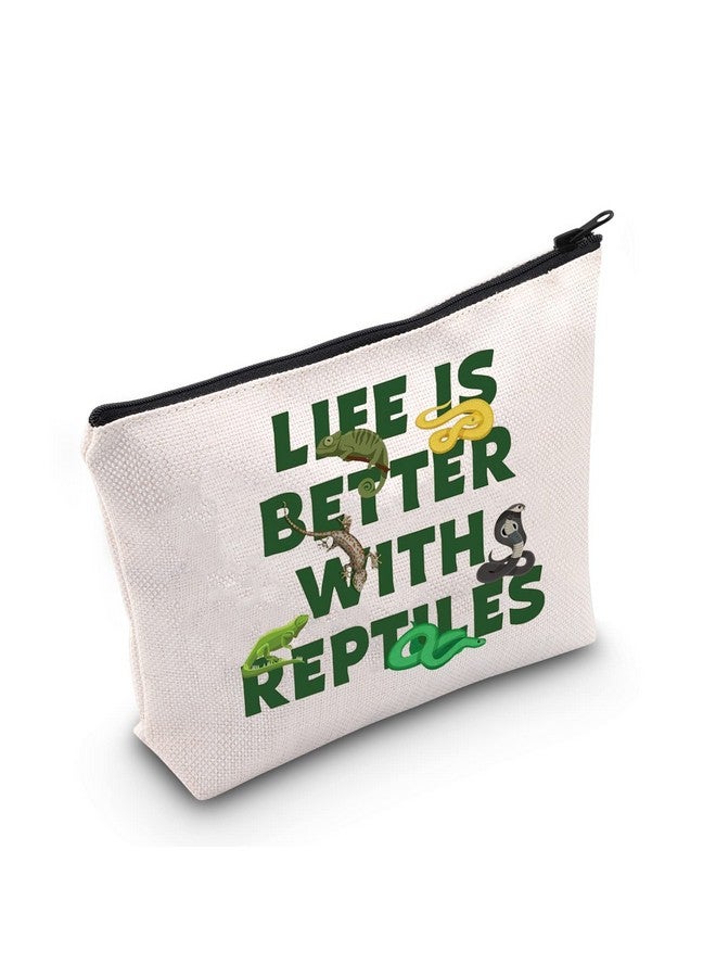 MNIGIU Reptile Lover Gift Life Is Better With Reptiles Cosmetic Bag Reptile Themed Gift Reptile Pet Carrier Bag - Image 1