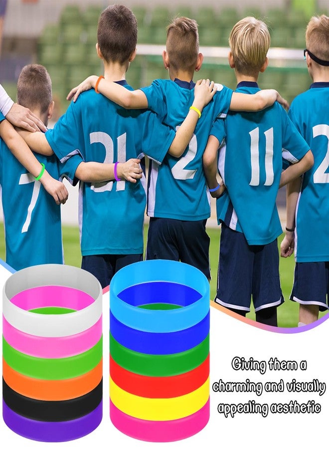 MATEPLUS 50 Pieces Solid Color Rubber Bracelets Silicone Wristbands, Stretch Colored Rubber Bracelets-10 Mix Colors - Image 5