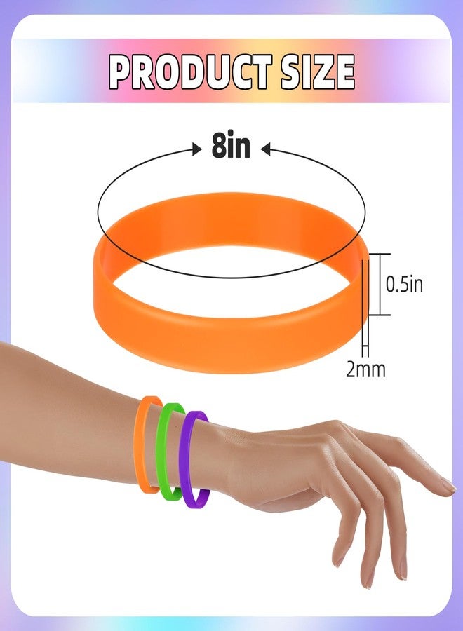 MATEPLUS 50 Pieces Solid Color Rubber Bracelets Silicone Wristbands, Stretch Colored Rubber Bracelets-10 Mix Colors - Image 3