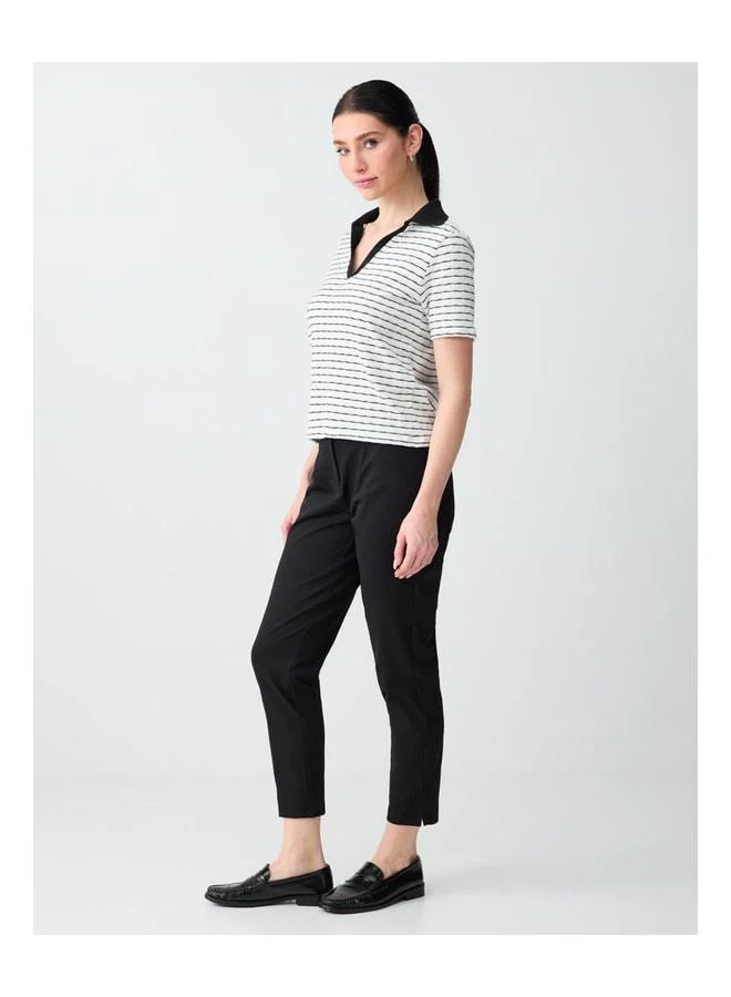 Jimmy Key Black High-Waisted Straight-Leg Knit Trousers