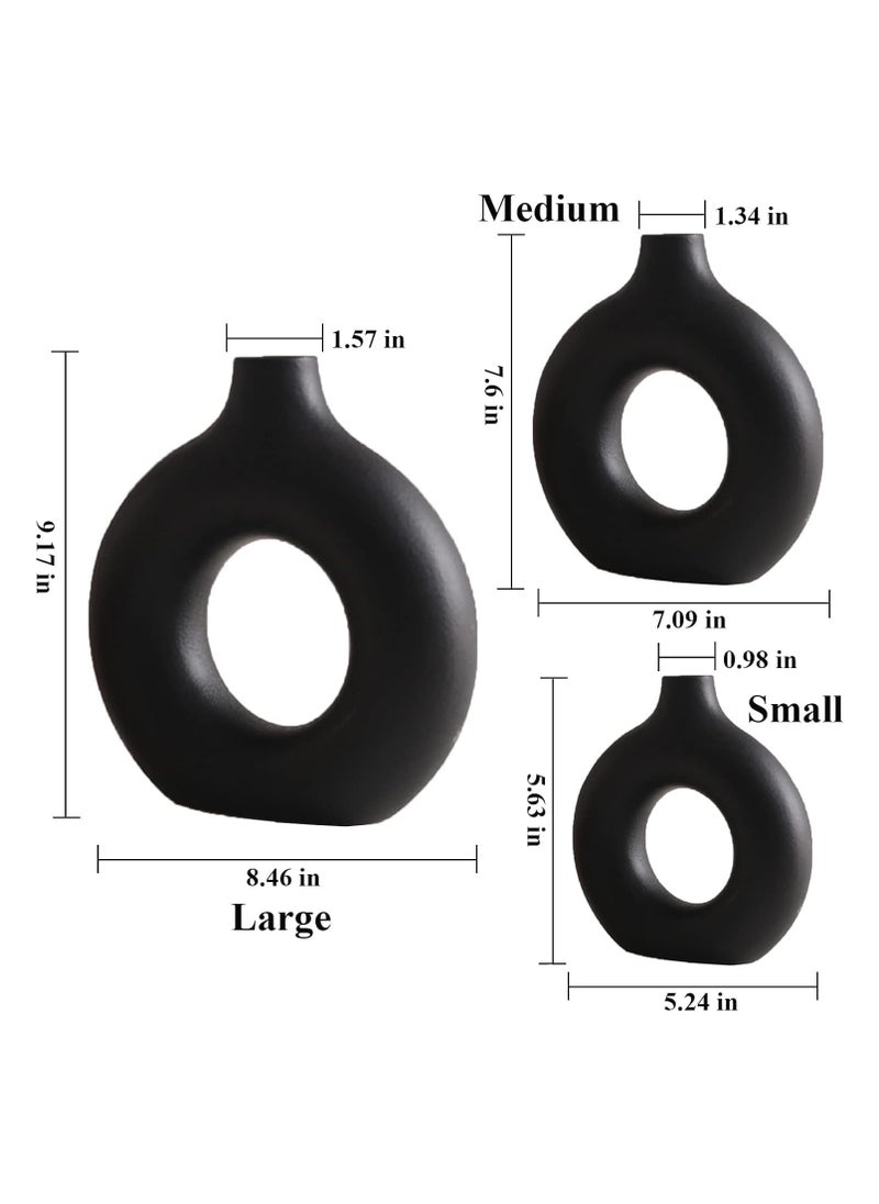 Generic Ceramic Donut Vase Set Of 3 (Black)  - Image 2