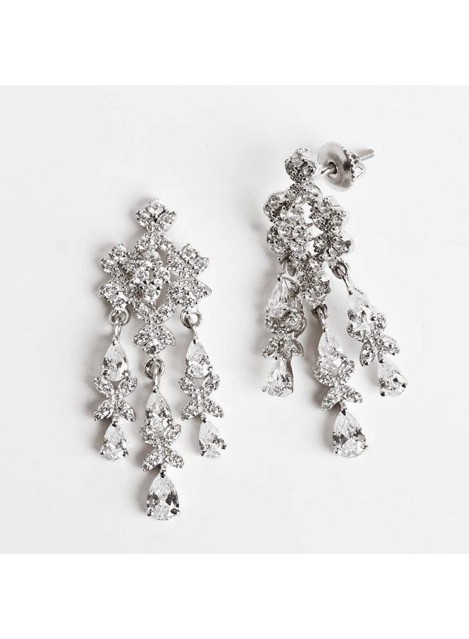 CLARA 925 Sterling Silver Queen's Dangler Earrings | Rhodium Plated, Swiss Zirconia stone | Precious Jewellery Gift for Women and Girls - Image 4