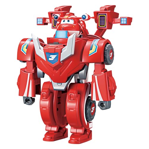 Super Wings Transformable Toys, 7" Super Robot and 2" Mini Jett Transforming Suit, 2 in 1 Racing Car-Robot Action Figure for Boys and Girls Age 3+, Gifts for Preschool Kids, Red - Image 4