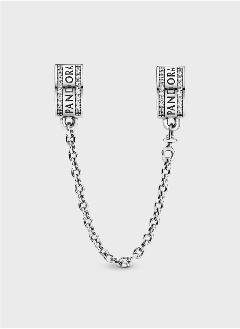 PANDORA Pandora Logo Safety Chain Clip Charm