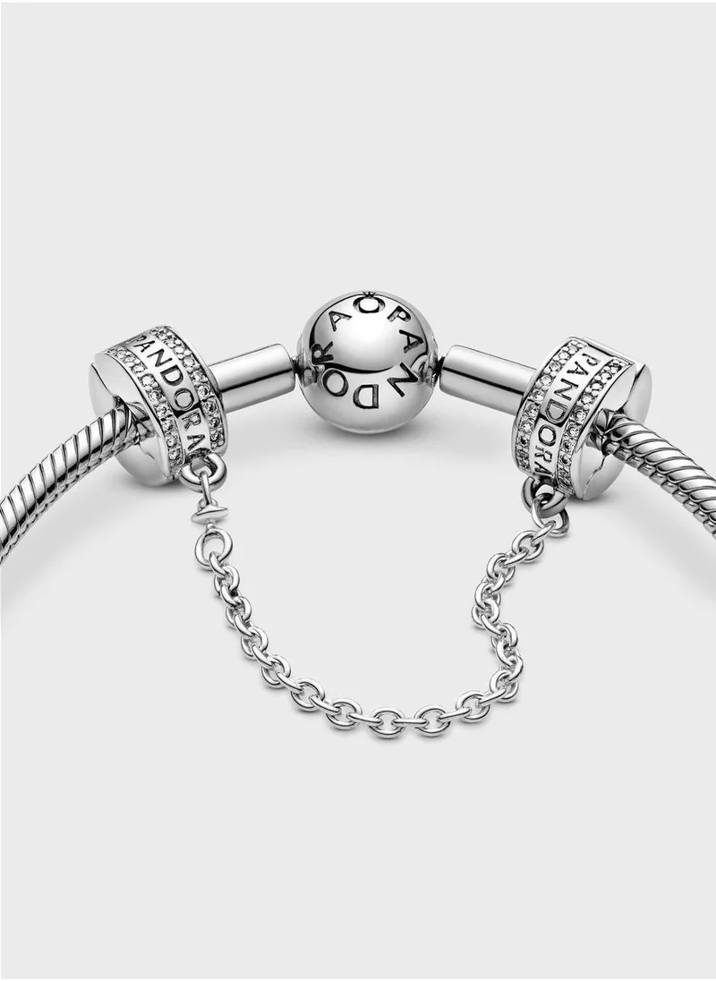 PANDORA Pandora Logo Safety Chain Clip Charm