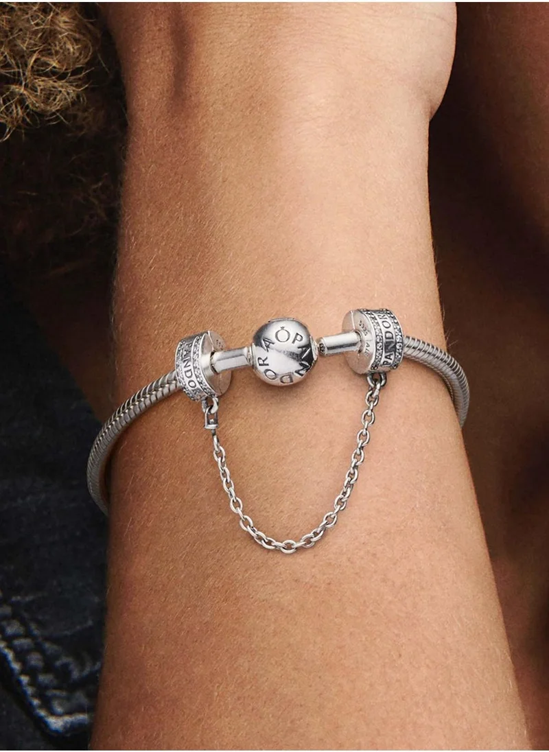 PANDORA Pandora Logo Safety Chain Clip Charm