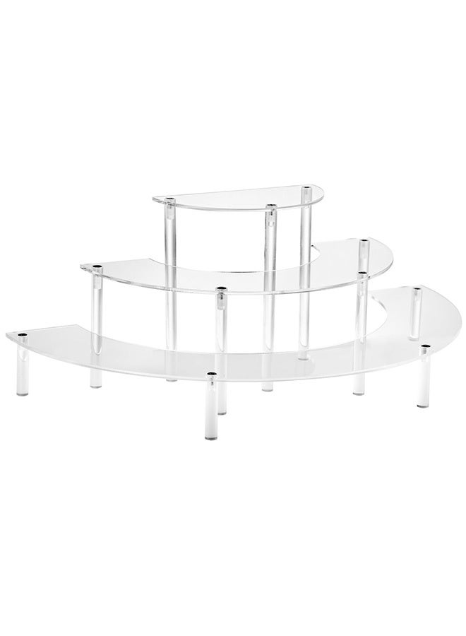 Peachjoy Acrylic Display Riser - 3 Tier Clear Cupcake Stand, Perfume Organizer, Half Moon Dessert Stand, Shelf for Food, Amiibo Funko POP Figure Display - Image 1