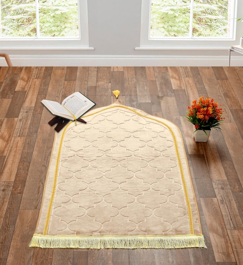 KETOSTICS® Velvet Prayer Rectangular Mat 44x28 inch Musalla Janamaz for Namaz Muslim Brown (CAMLE) - Image 1