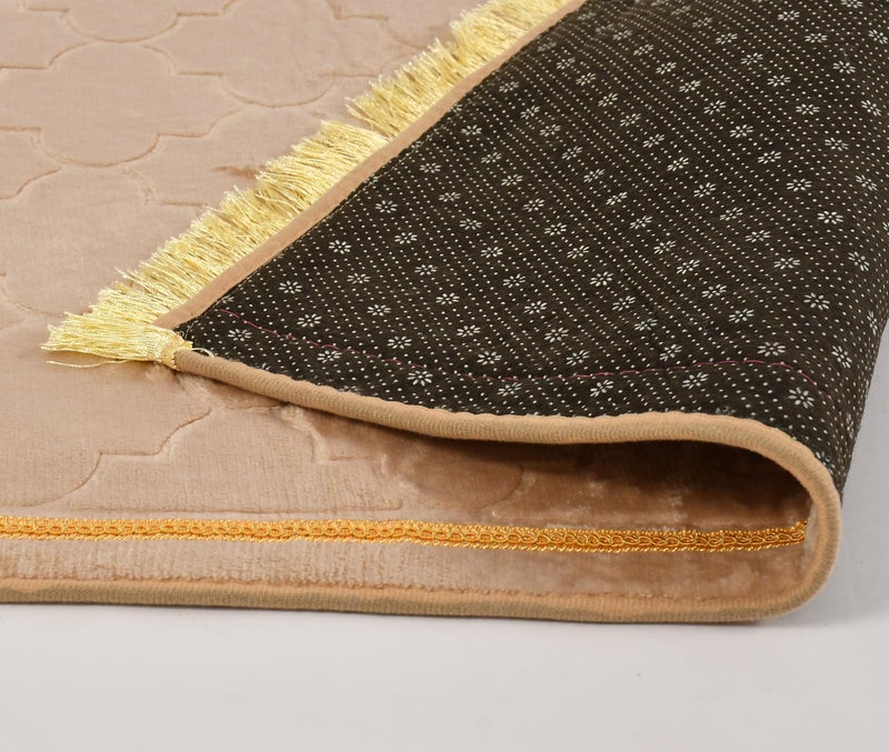 KETOSTICS® Velvet Prayer Rectangular Mat 44x28 inch Musalla Janamaz for Namaz Muslim Brown (CAMLE) - Image 3