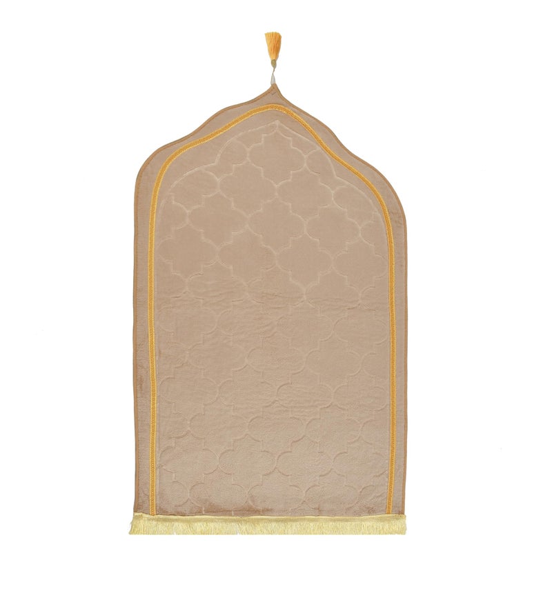 KETOSTICS® Velvet Prayer Rectangular Mat 44x28 inch Musalla Janamaz for Namaz Muslim Brown (CAMLE) - Image 2