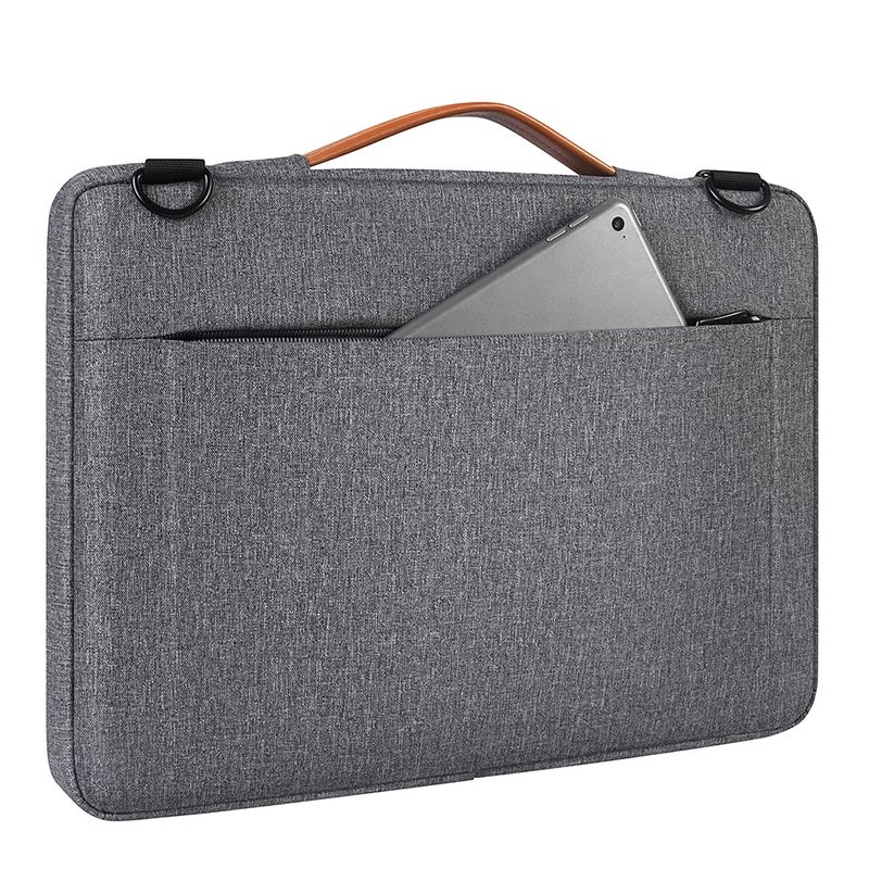 DOMISO DOMISO 14 Inch Laptop Sleeve Bag Water Resistant Business Briefcase Carrying Shoulder Bag for Lenovo Chromebook S330/Flex 4/Thinkpad L480 E480 T480s/HP ProBook 640 G4/Dell Inspiron 5480 5481,Grey  - Image 5