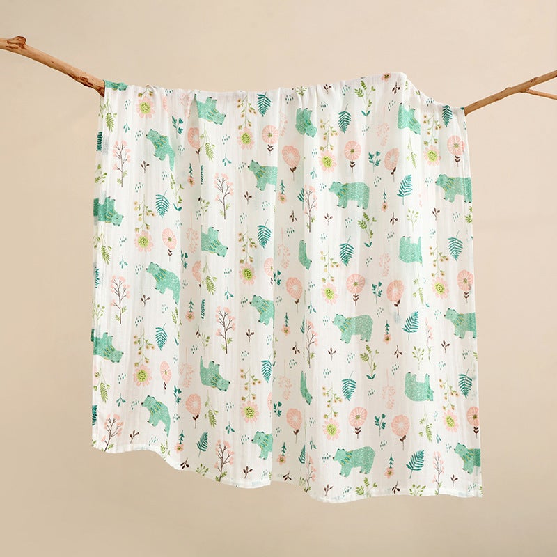 Cotton Two-Layer Wrapping Towel Soft Breathable Newborn Bath Towel Cover Blanket Wrapping Blanket Baby Baby Products Swaddle Towel - Image 1