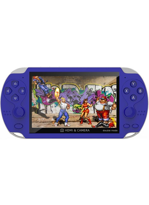 4.3 Inch Handheld Machine Double Nostalgic Arcade King Of Fighters Street Fighter Handheld TV Doubles PSP Game Machine-Model:A3 Blue (supports Both Hands And Handles)