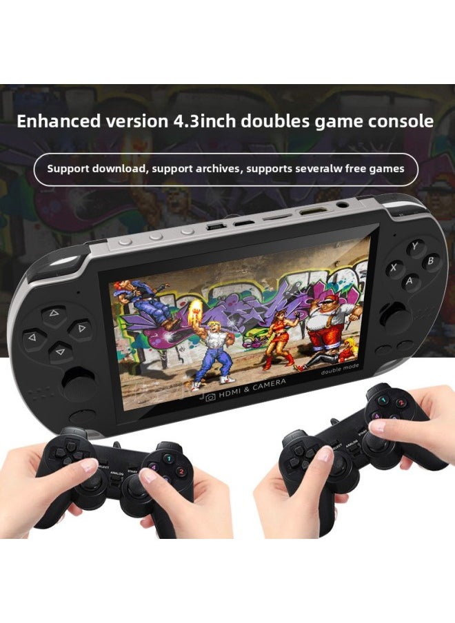 Generic - 4.3 Inch Handheld Machine Double Nostalgic Arcade King Of Fighters Street Fighter Handheld TV Doubles PSP Game Machine-Model:A3 Blue (supports Both Hands And Handles) - Image 1
