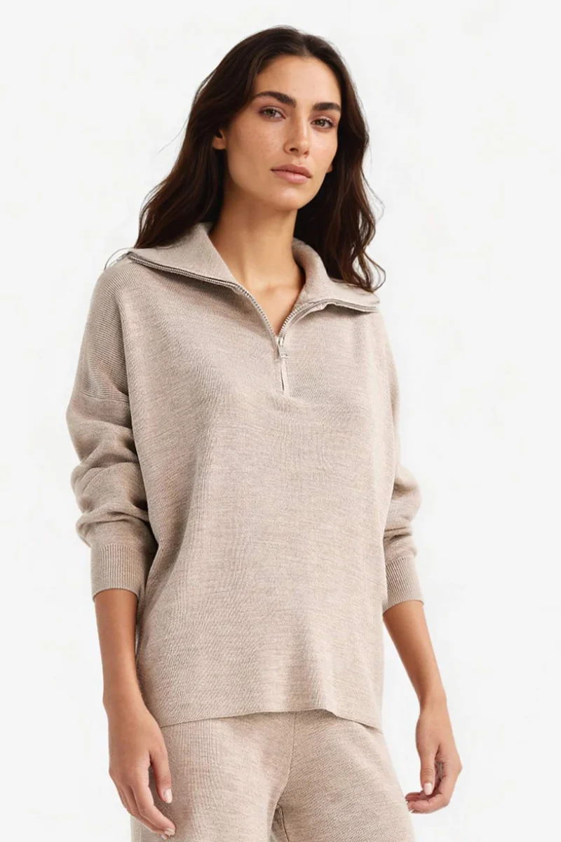 ديفاكتو Regular Fit Half Zip Knit Pullover