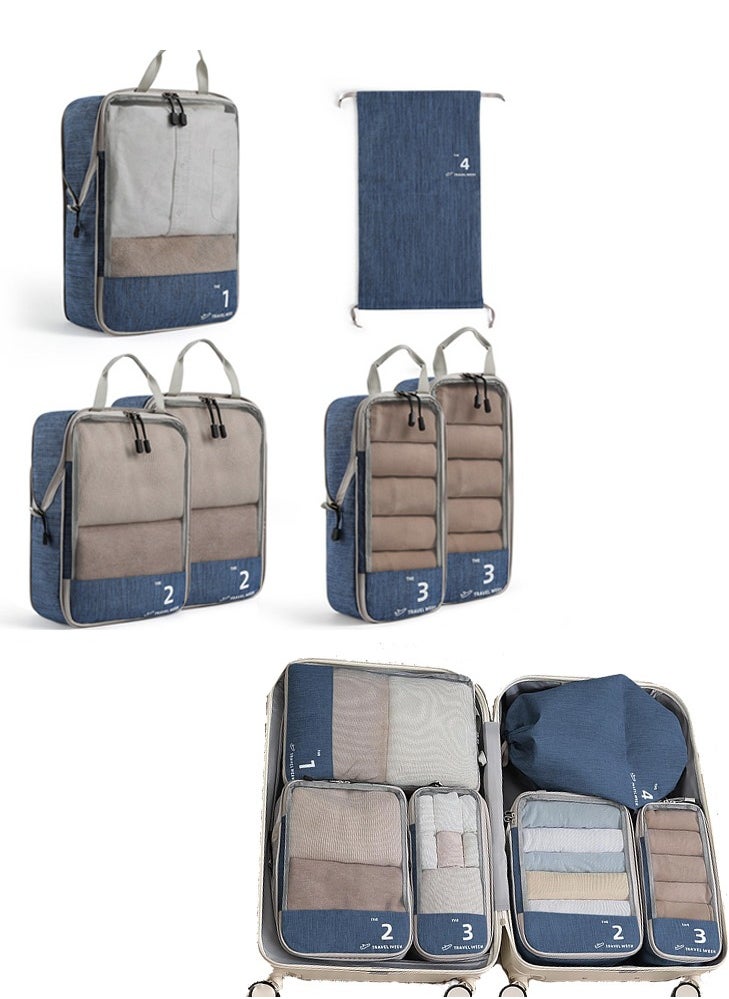 Generic Set of 6 Suitcase Compressor Organizers with Shoe Bag, Dark Stain Resistant  - Image 2