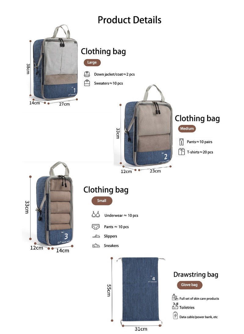 Generic Set of 6 Suitcase Compressor Organizers with Shoe Bag, Dark Stain Resistant  - Image 3