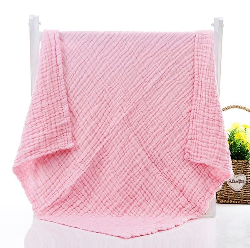 heartbury 100% Organic Cotton 6 Layer Ultra-Soft Muslin Blanket for Baby, Bath Towel for New Born Baby - 110X110 cm - (0-3 Years) (100 * 110Solid Pink) - Image 4