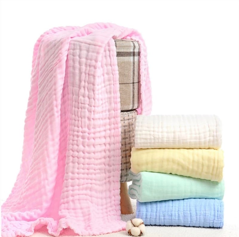 heartbury 100% Organic Cotton 6 Layer Ultra-Soft Muslin Blanket for Baby, Bath Towel for New Born Baby - 110X110 cm - (0-3 Years) (100 * 110Solid Pink) - Image 2