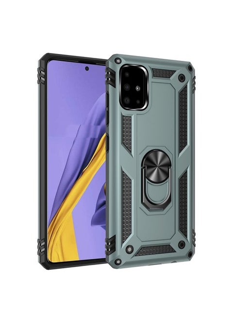 Case Cover For Samsung Galaxy A51 5G Shockproof TPU + PC Protective Case with 360 Degree Rotating Holder (Dark Green)