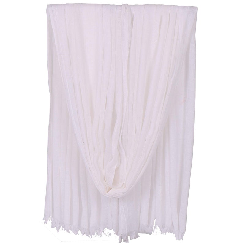 LMVERNA Linen Cotton Scarf for Women Soft Lightweight Fringed Scarf Beach Gauze Summer Wraps and Shawls (White) - Image 1