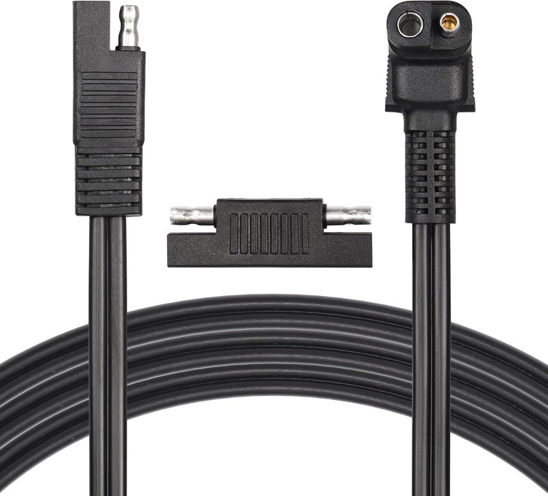 CERRXIAN Right Angle Extension Cable 09m 90 Degree 12AWG SAE to SAE Quick Disconnect Wire Harness for Solar Panel Motorcycle Cars RV Black - Image 1