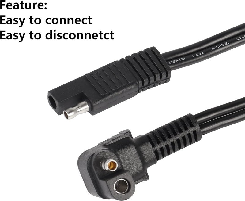 CERRXIAN Right Angle Extension Cable 09m 90 Degree 12AWG SAE to SAE Quick Disconnect Wire Harness for Solar Panel Motorcycle Cars RV Black - Image 2